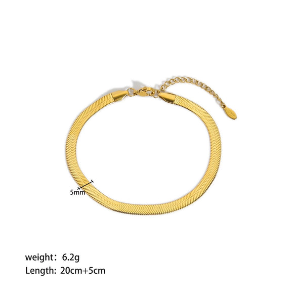 Fashion Joker Stainless Steel 18K Gold Plated Snake Bone Chain Anklet Jewelry For Women With Geometric Pattern