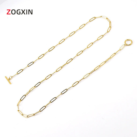 Fashion Joker Stainless Steel Otch Clasp Chain With Geometric Pattern And Electroplating Treatment Unisex Jewelry Chain