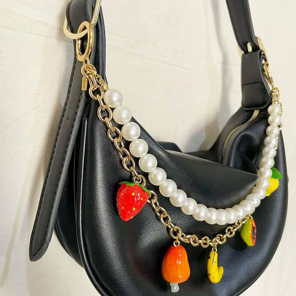 Fashion Key Chain Bag Pendant Copper Stripes For Women