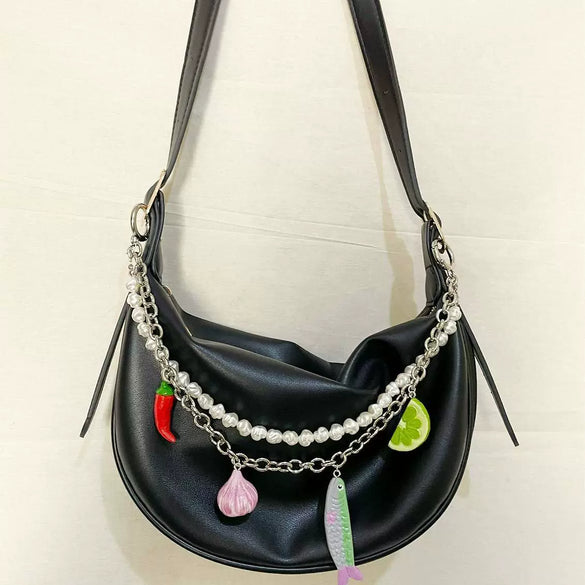 Fashion Key Chain Bag Pendant Copper Stripes For Women