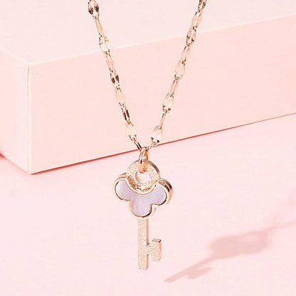 Fashion Key Titanium Steel Plating Pendant Necklace 1 Piece