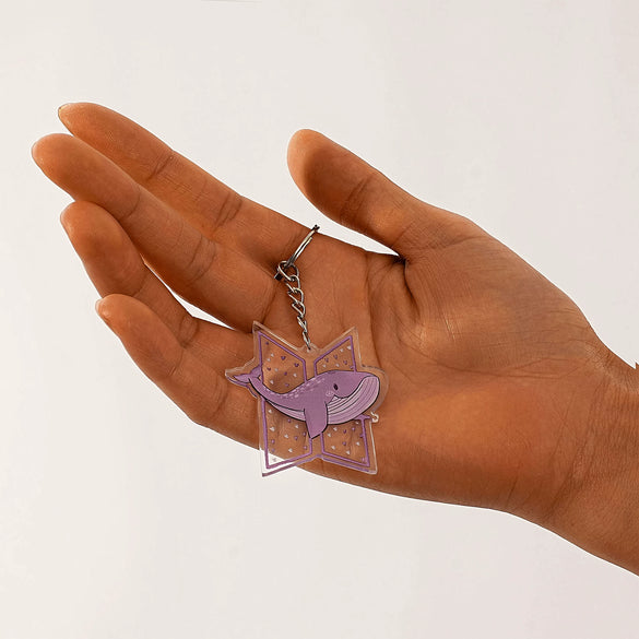 Fashion Keychain Stainless Steel Cartoon Dolphin Pattern Printing Pendant Bag Accessories