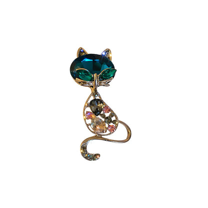 Fashion Kitten Brooch Electroplating Diamond Clothing Alloy Jewelry Female