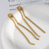 Fashion Knot Tassel Earrings With Snake Chain And Long Tassel Light Luxury Women's Stainless Steel Jewelry Geometric Shape Pvd Furnace Vacuum Real Gold Plated