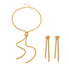 Fashion Knotted Tassel Snake Chain Long Necklace And Earrings Set Titanium Steel Electroplated With Gold