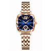 Fashion Ladies Alloy Quartz Round Dial Star Flower Diamond Bracelet Watch