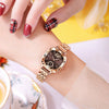 Fashion Ladies Alloy Quartz Round Dial Star Flower Diamond Bracelet Watch