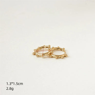 Fashion Ladies Earrings New Simple Copper Plated 14k Real Gold Piercing Jewelry