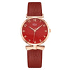 Fashion Ladies Quartz Watch With Metal Case Imitation Leather Strap And Round Dial
