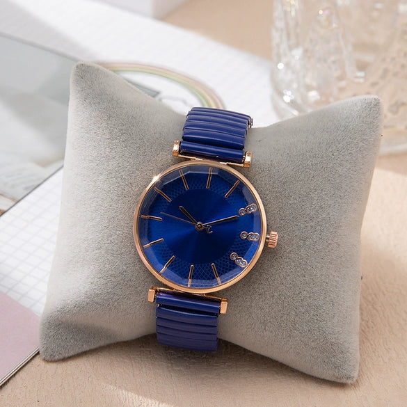 Fashion Ladies Watch Metal Elastic Band Alloy Case Quartz