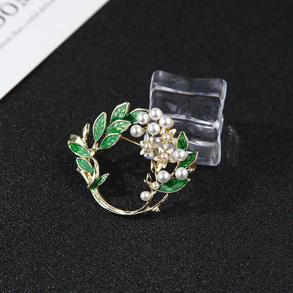 Fashion Leaf Alloy Inlay Artificial Pearls Unisex Brooches