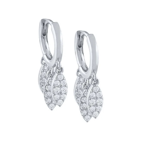 Fashion Leaf Copper Inlay Rhinestones Drop Earrings 1 Pair