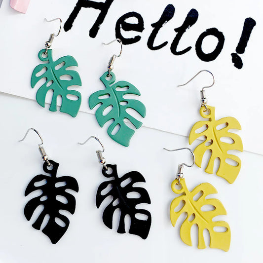 Fashion Leaf Earrings Simple Solid Color Alloy Ear Hook