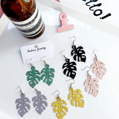 Fashion Leaf Earrings Simple Solid Color Alloy Ear Hook