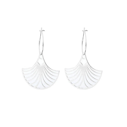 Fashion Leaf Fan-shaped Semi-circular Stainless Steel Earrings