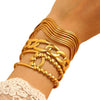 Fashion Leaf Flower Geometric Love Opening Stainless Steel Bracelet For Women With Electroplating