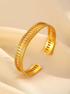 Fashion Leaf Flower Geometric Love Opening Stainless Steel Bracelet For Women With Electroplating