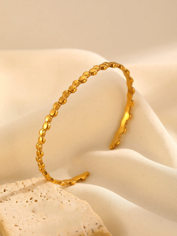 Fashion Leaf Flower Geometric Love Opening Stainless Steel Bracelet For Women With Electroplating