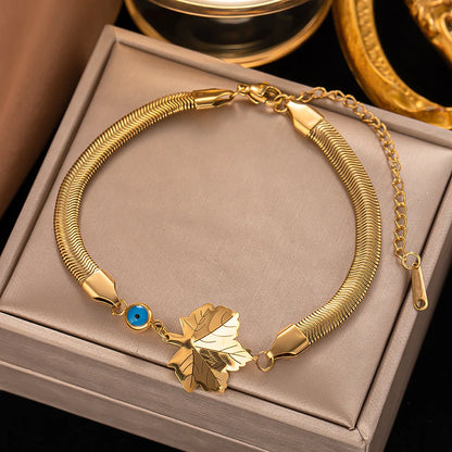 Fashion Leaf Heart Shape Eye Titanium Steel Plating Bracelets 1 Piece