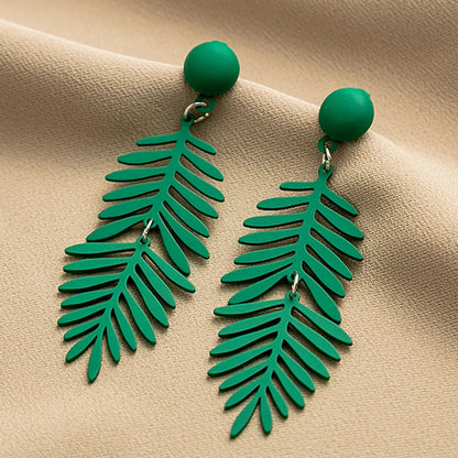 1 Pair Fashion Leaf Plating Iron Drop Earrings