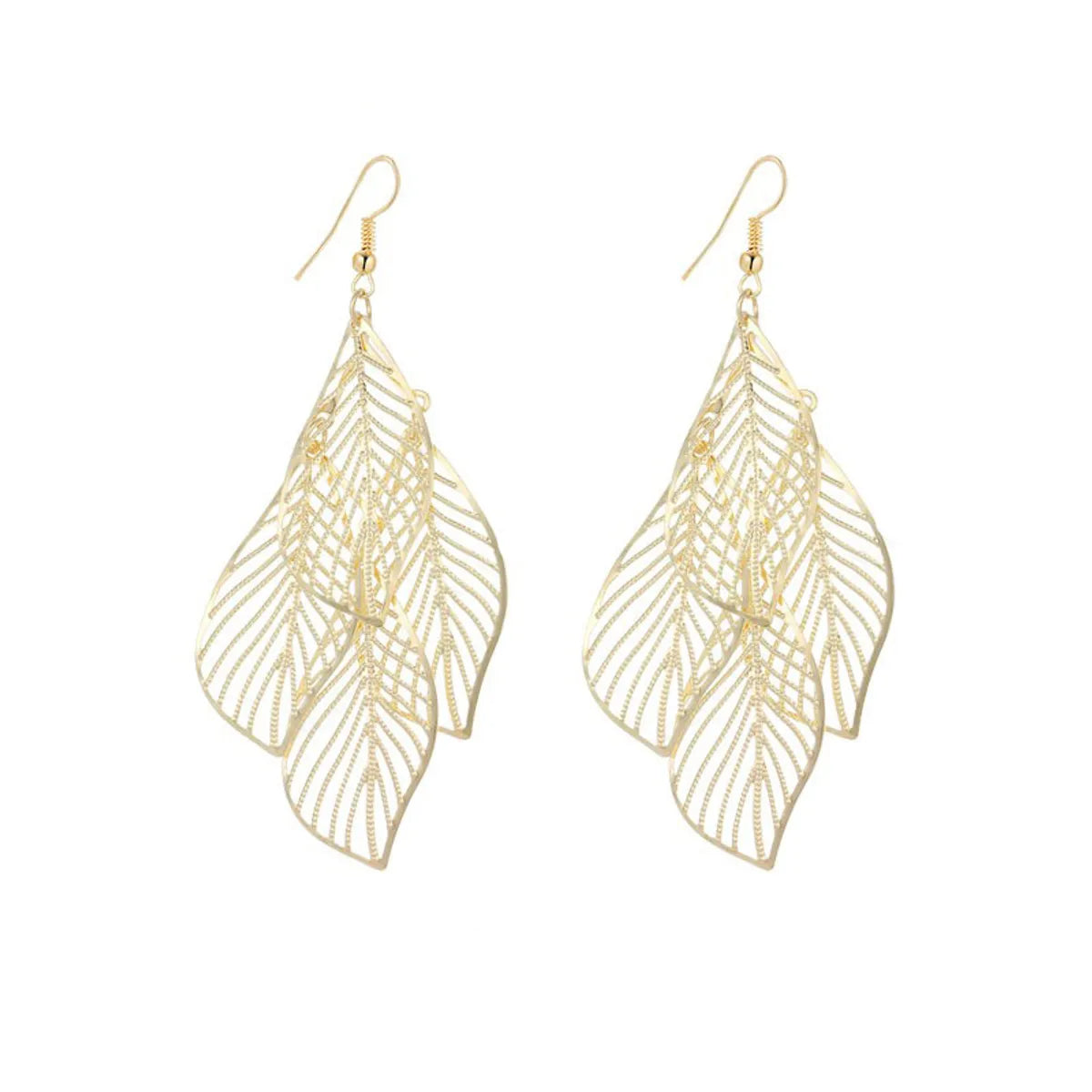 Fashion Leaf Metal Plating Women'S Earrings 1 Pair