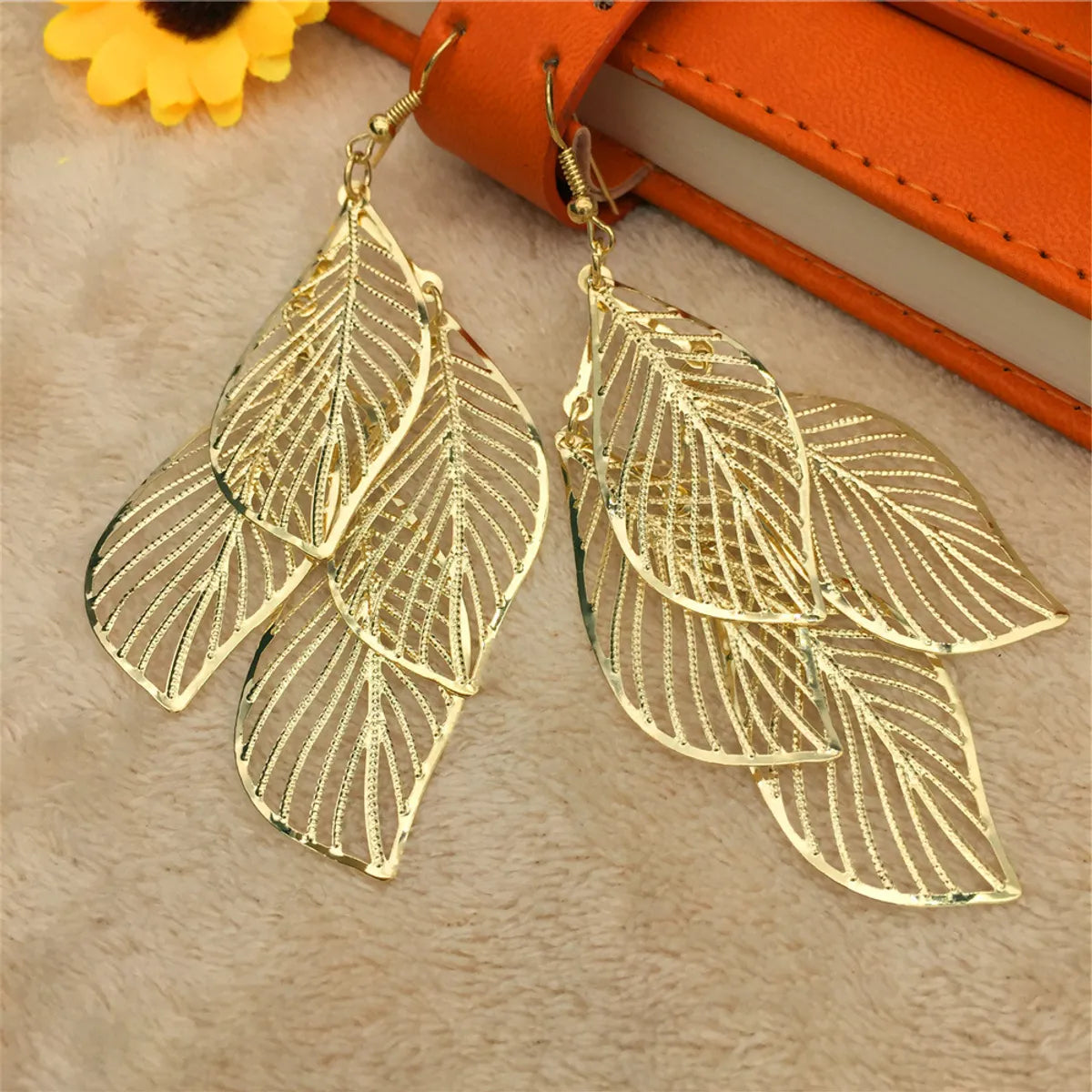 Fashion Leaf Metal Plating Women'S Earrings 1 Pair