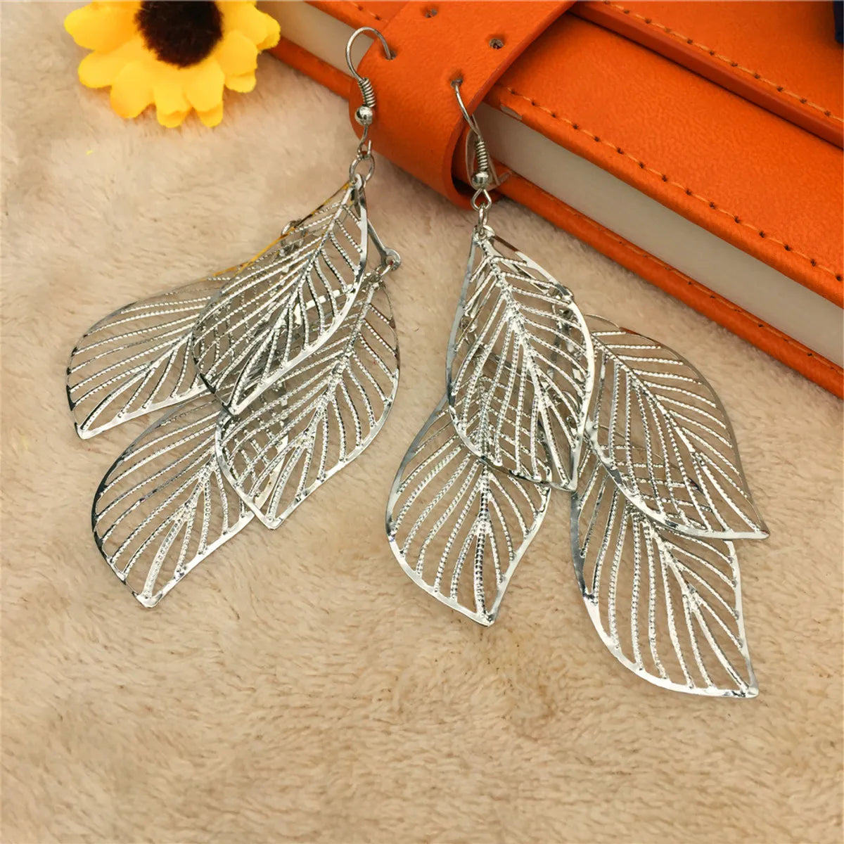 Fashion Leaf Metal Plating Women'S Earrings 1 Pair