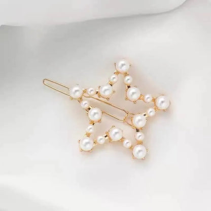 Fashion Leaf Moon Bow Knot Imitation Pearl Alloy Rhinestone Hair Clip 1 Piece