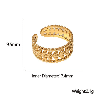 Fashion Leaf Stainless Steel Plating Open Ring