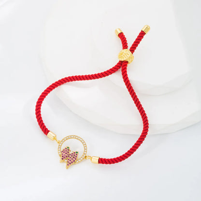 Fashion Leaf Star Bird Rope Copper Gold Plated Zircon Bracelets In Bulk