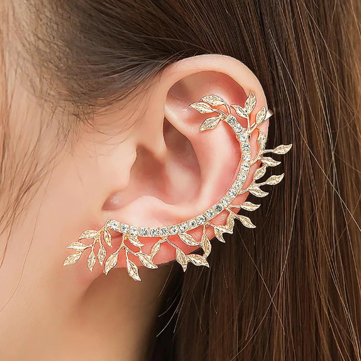 Fashion Leaf-Studded Ear Cuff New Clip Earrings Nhdp148443