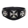 Fashion Leather Alloy Bracelet With Cross Rivet Letters Numbers Text Pattern Electroplating For Men