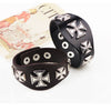 Fashion Leather Alloy Bracelet With Cross Rivet Letters Numbers Text Pattern Electroplating For Men