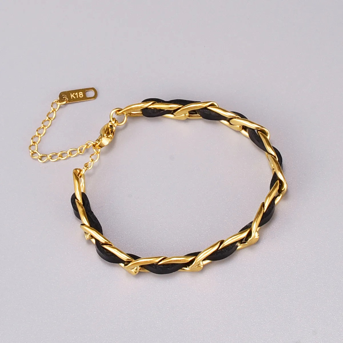 Fashion Leather Rope Titanium Steel Bracelet