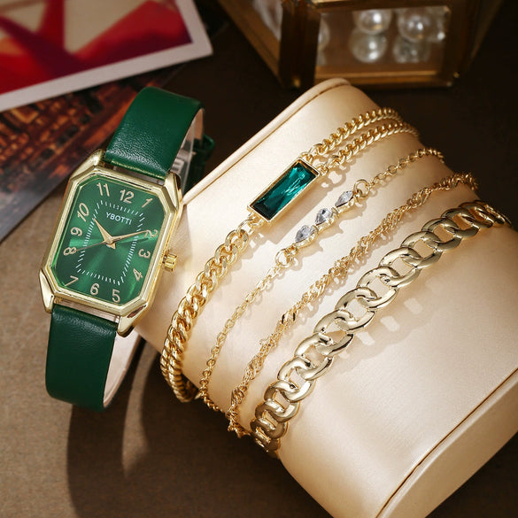 Fashion Leather Women's Square Watch With Stainless Steel And Pu Materials