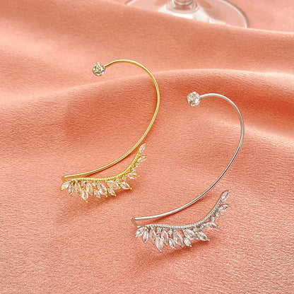 Fashion Leaves Alloy Plating Artificial Rhinestones Ear Clips