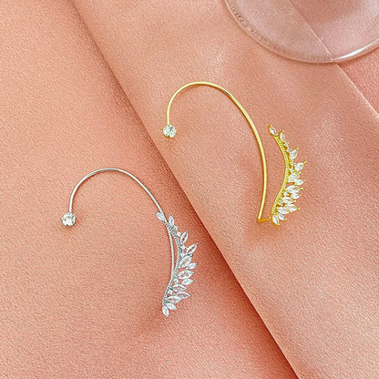 Fashion Leaves Alloy Plating Artificial Rhinestones Ear Clips