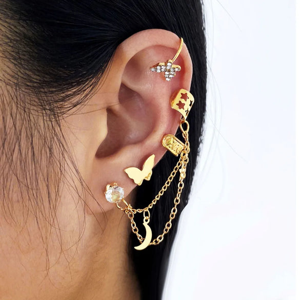 Fashion Leaves Ear Bone Clip 5-Piece Set Alloy Ear Clip