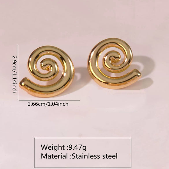 Fashion Leaves Stainless Steel Gold Plated Geometric Earrings For Women