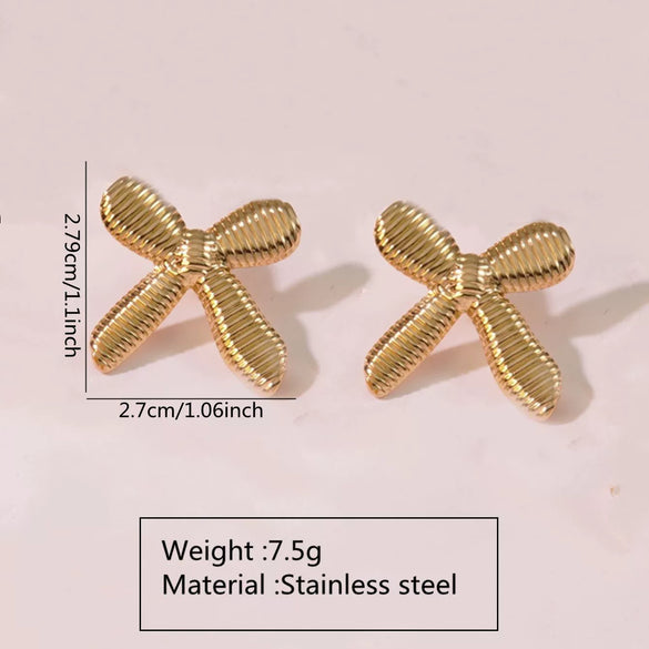 Fashion Leaves Stainless Steel Gold Plated Geometric Earrings For Women