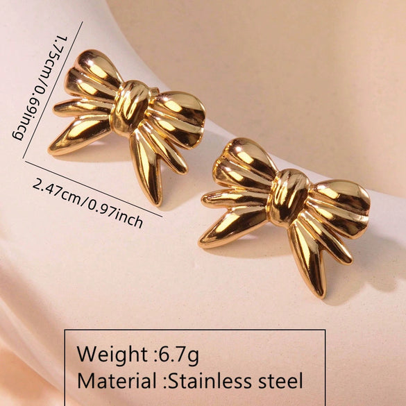 Fashion Leaves Stainless Steel Gold Plated Geometric Earrings For Women