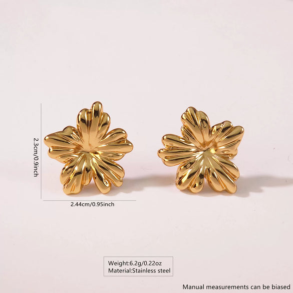 Fashion Leaves Stainless Steel Gold Plated Geometric Earrings For Women