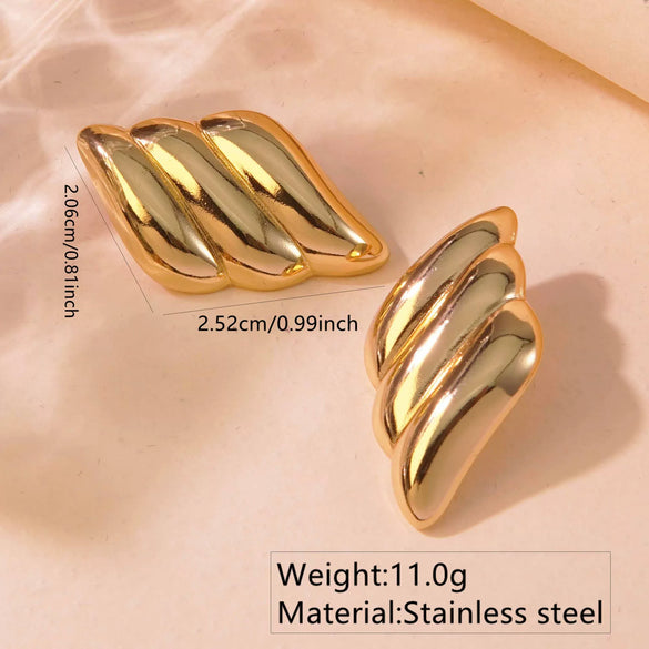 Fashion Leaves Stainless Steel Gold Plated Geometric Earrings For Women