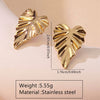 Fashion Leaves Stainless Steel Gold Plated Geometric Earrings For Women