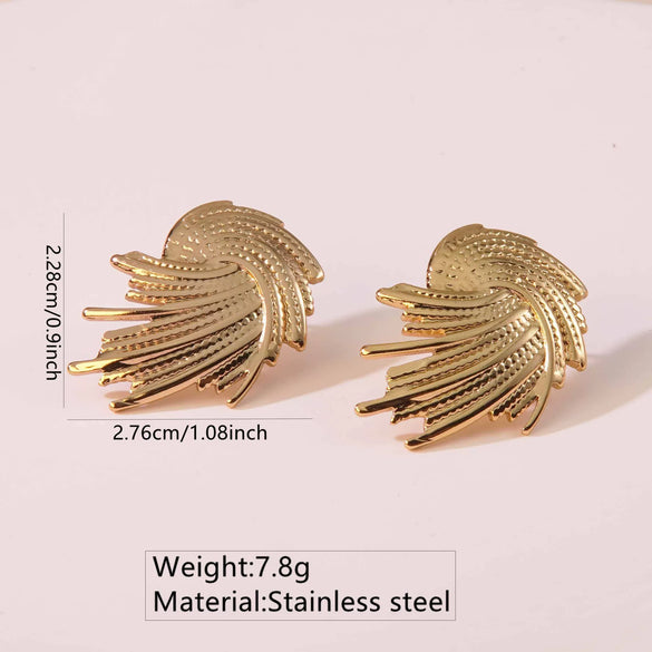 Fashion Leaves Stainless Steel Gold Plated Geometric Earrings For Women