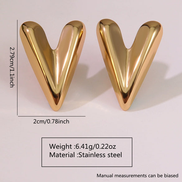 Fashion Leaves Stainless Steel Gold Plated Geometric Earrings For Women