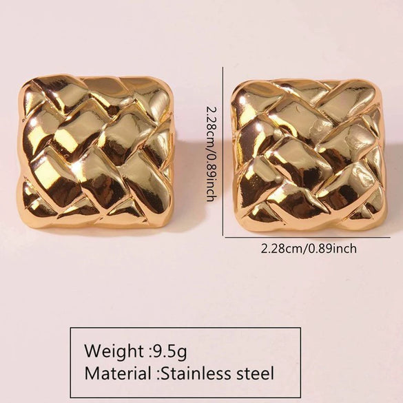 Fashion Leaves Stainless Steel Gold Plated Geometric Earrings For Women