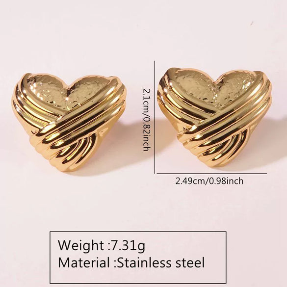 Fashion Leaves Stainless Steel Gold Plated Geometric Earrings For Women