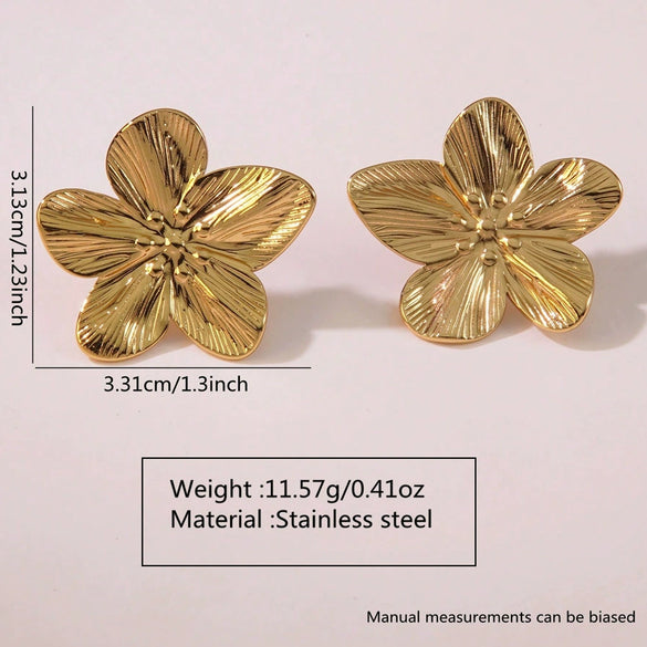 Fashion Leaves Stainless Steel Gold Plated Geometric Earrings For Women