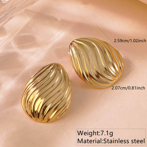 Fashion Leaves Stainless Steel Gold Plated Geometric Earrings For Women
